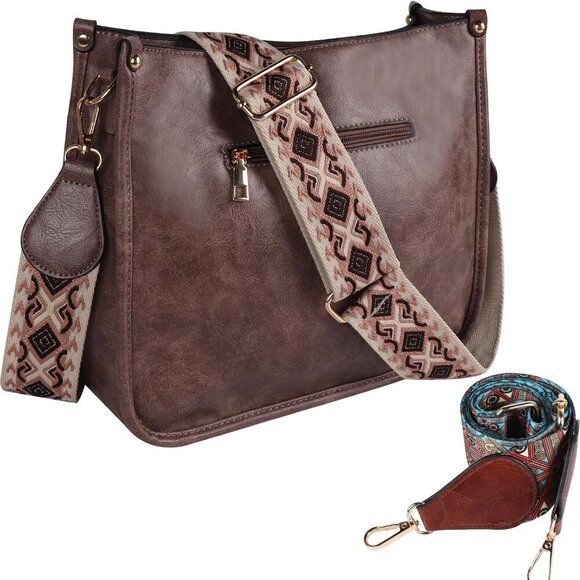 Chic Vegan Leather Crossbody with Adjustable Guitar Straps - Perfect Gift - Picture 1 of 6